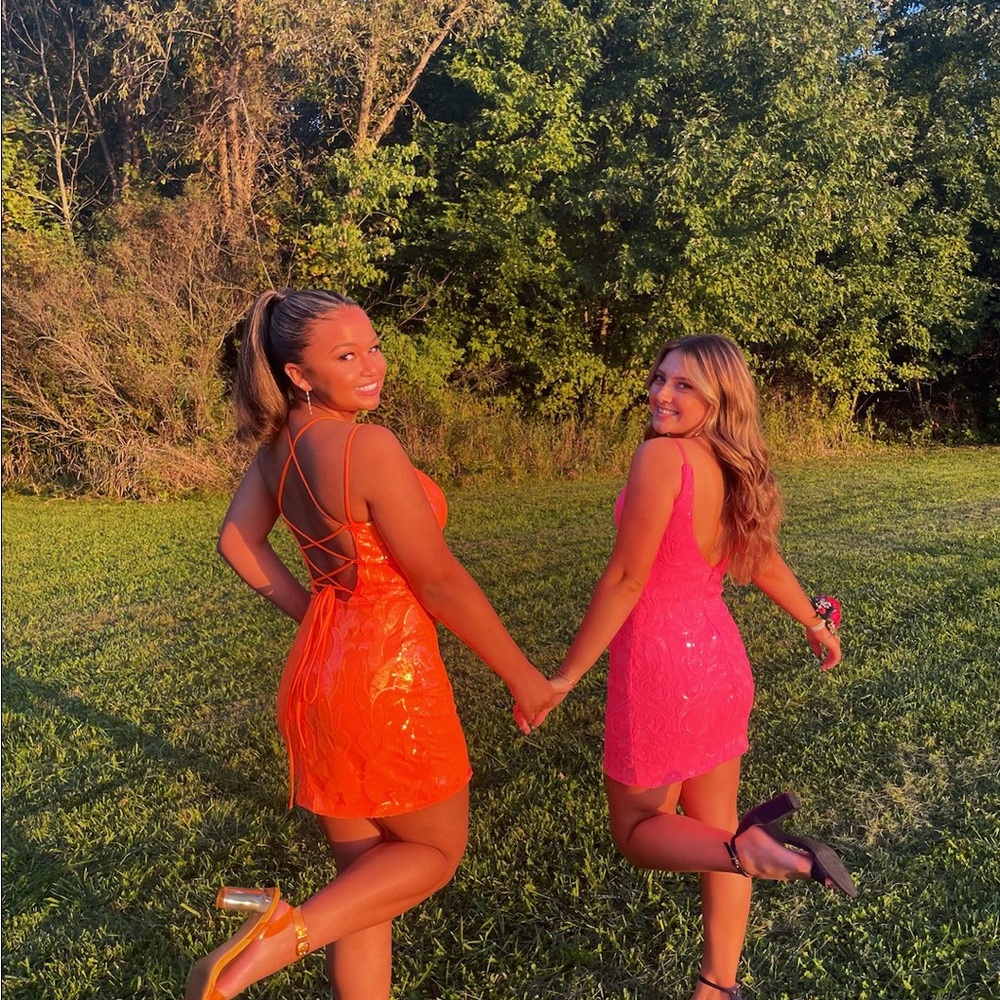Vibrant Orange Party Dress - Picture 2 of 3